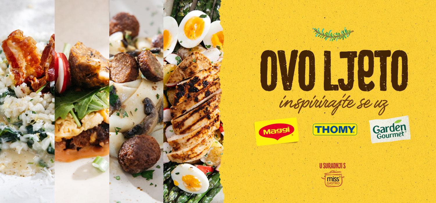 Banner slika s tekstom Ovo ljeto inspirirajte se uz MAGGI, GARDEN GOURMET i THOMY! 
