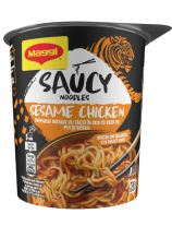 MAGGI Saucy Noodles, instant rezanci u pikantnom umaku s okusom piletine i sezama, čaša, 75 g