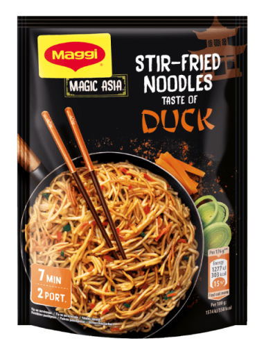 MAGGI Magic Asia Stir-Fried Noodles, rezanci s okusom pačetine, vrećica, 119g_FOP
