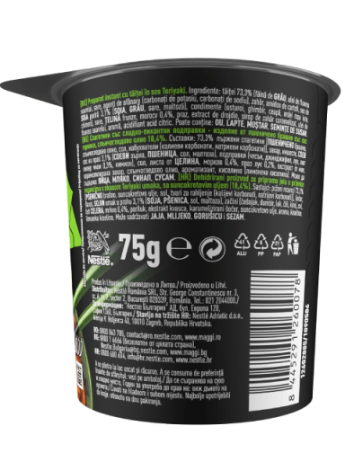 MAGGI Saucy Noodles, instant rezanci s okusom Teriyaki umaka, čaša, 75g_BOP