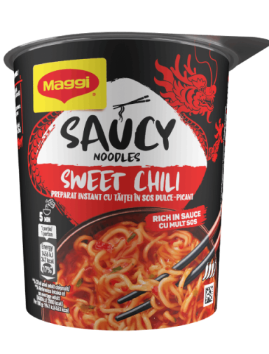 MAGGI Saucy Noodles, instant rezanci u slatko-ljutom umaku, čaša, 75g_FOP